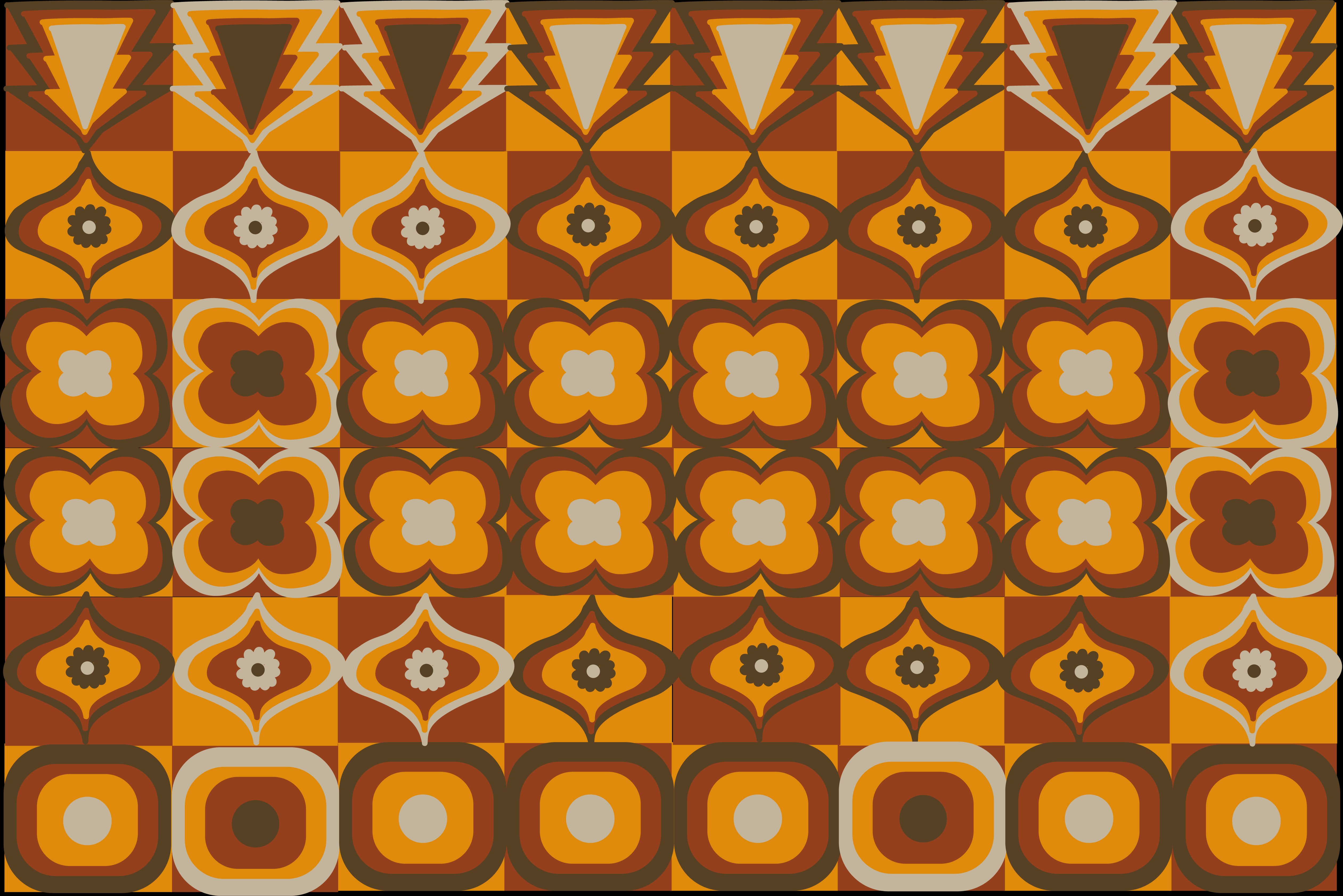 Orange and Brown shapes. An alternating color pattern spells out B A a a A D in binary