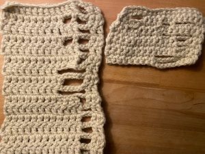 double crochet textile beside single crochet textile