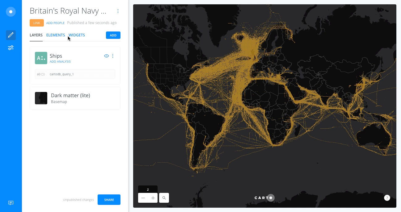 animated map from Carto