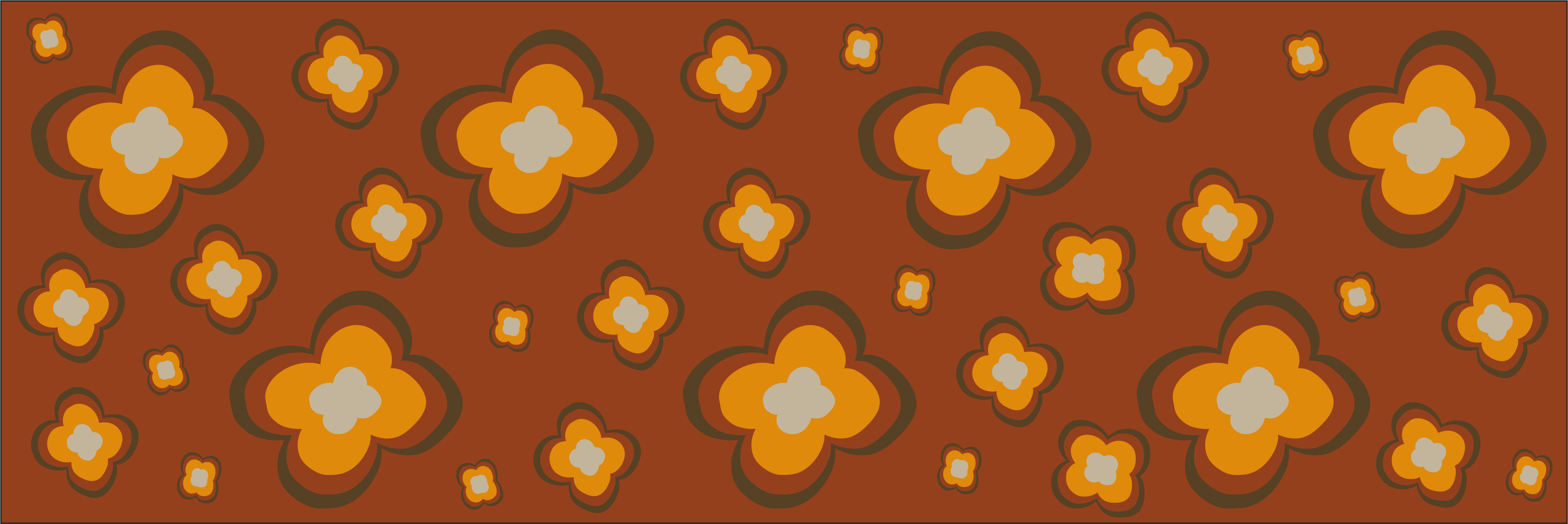 funky orange and brown flower pattern