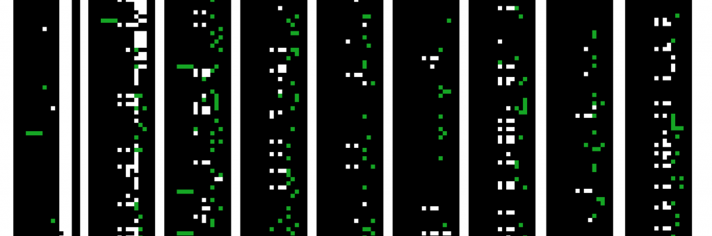 screenshot of data map with green cells corresponding to cells with special characters