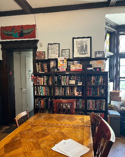 Table with chairs at the Lesbian Herstory Archives