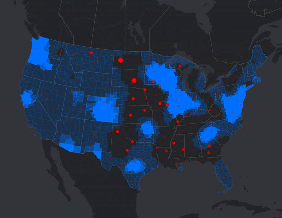 map of google trends interest in incels and school shooting incidents
