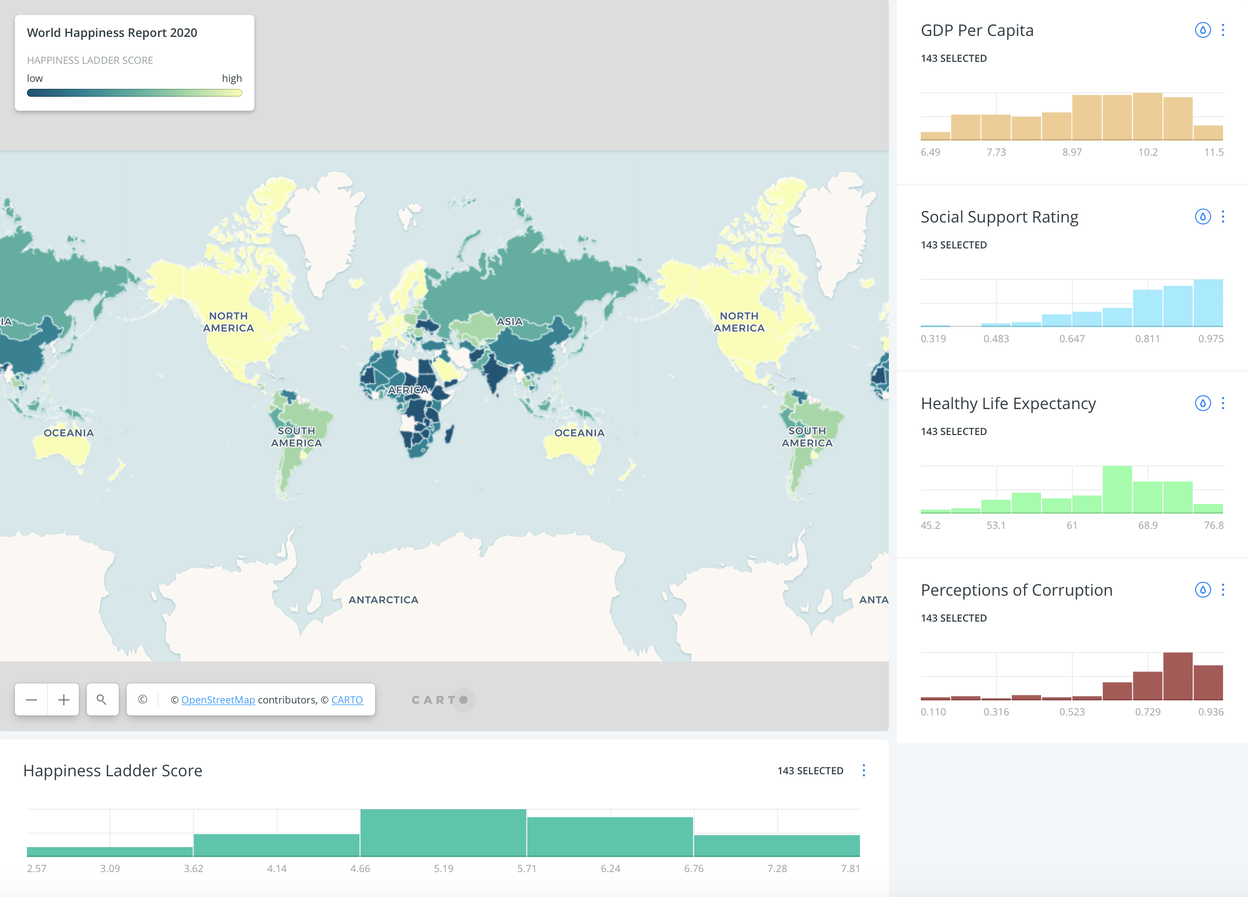Map Of World Happiness Report 2020 Information Visualization - Riset