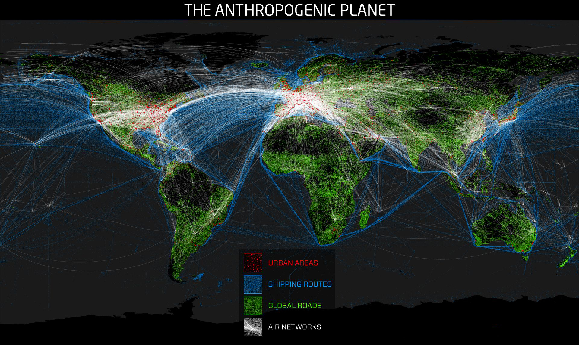 Anthropogenic Planet Air Routes 
